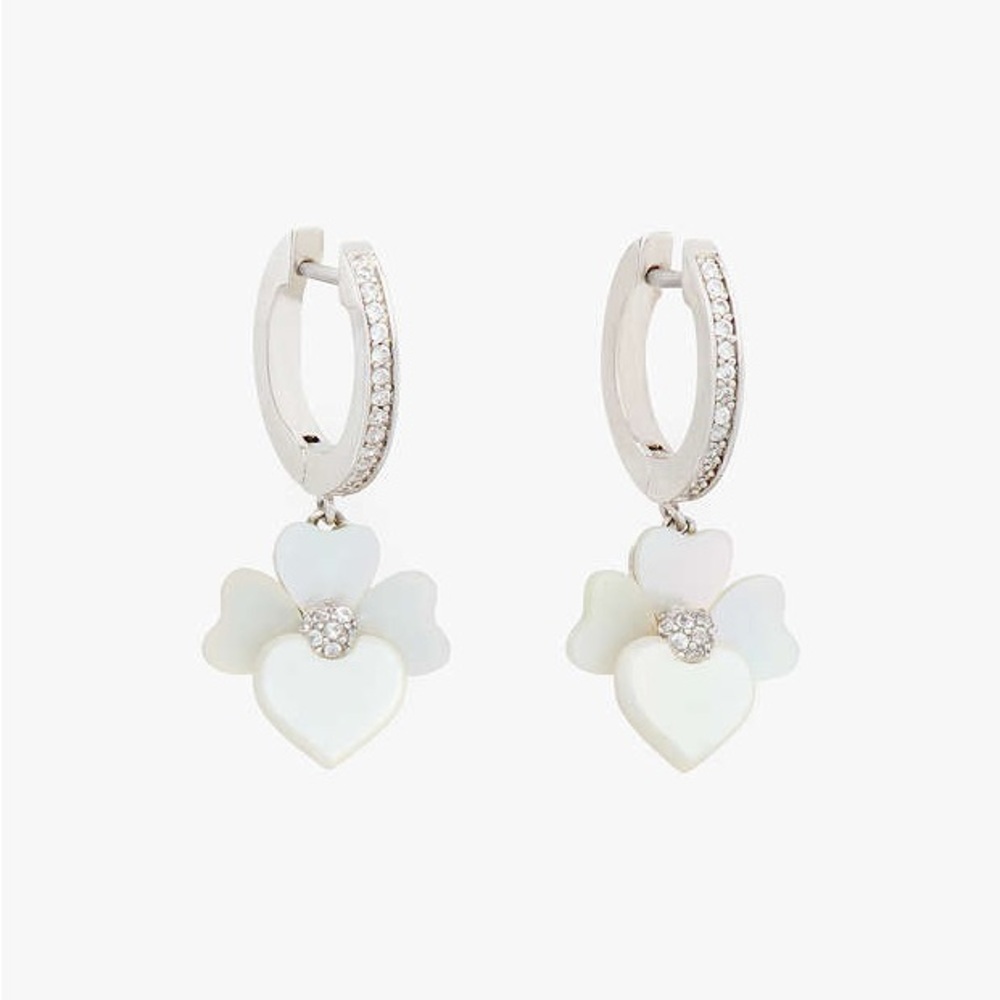 Kate Spade Precious Pansy Pavé Drop Huggies